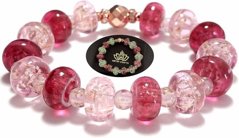 ARTSY Crafts Glow in The Dark Firefly Beads Bracelet, Handmade in USA, Colorful Donut Beads Luminous Murano Glass Jewelry Mermaid Moonstone Crystals Jewelry Gift in Kuwait