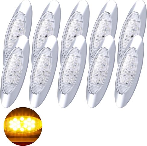 10pcs 6.5 "LED Marker Light Lens Oval Amber 16 LED Marker Marker Light Lights Might in Kuwait