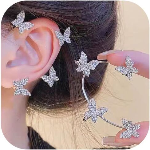 2pcs أصفاد الأذن الفراشة اللذيذة للنساء ، أصفاد أذن أذن شرابة الزركون الفراشة in Kuwait