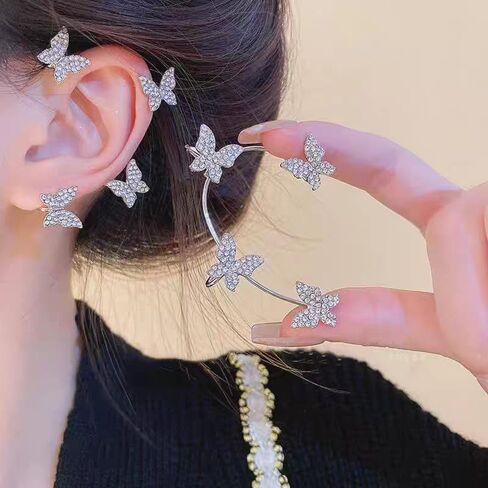 2pcs أصفاد الأذن الفراشة اللذيذة للنساء ، أصفاد أذن أذن شرابة الزركون الفراشة in Kuwait
