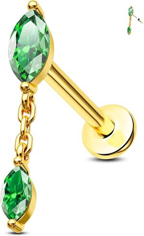 Jewseen 14K Gold Top Push in Threadless Flat Back Earrings 16g Cartilage Stud Helix Tragus Conch Piercing Jewelry Lip Stud Nose Stud for Women in Saudi Arabia