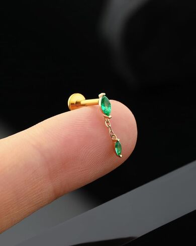 Jewseen 14K Gold Top Push in Threadless Flat Back Earrings 16g Cartilage Stud Helix Tragus Conch Piercing Jewelry Lip Stud Nose Stud for Women in Saudi Arabia