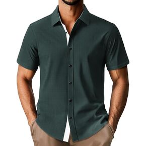 PJ PAUL JONES Mens Short Sleeve Button Down Shirts Casual Stylish Wrinkle-Free Untuckit Dress Shirt