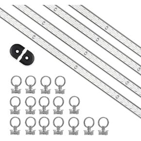Aluminum L-Track Set, Ltrack Rail with Single Stud Fittings - Ideal L-Track Tie Down Accessories for Motorcycles, ATVs, Enclosed Trailers, Trucks, Vans and Pickups (4Ft)
