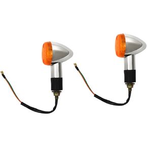WFLNHB 2 x Amber Chrome Front Rear Turn Signal Universal Aftermarket Replacement Turn Signals