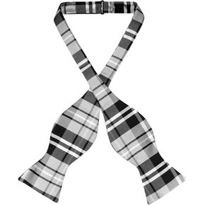 Vesuvio Napoli Self Tie Bowtie Black Gray White Color Plaid Men's Bow Bow