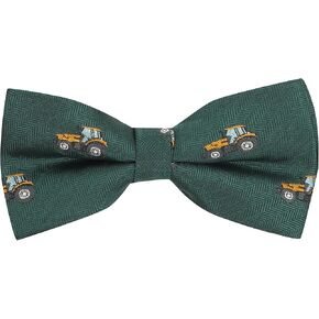King & Priory Dark Green Herringbone Embroidered Tractor Bow Tie