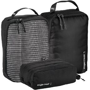 Eagle Creek Pack-It Overnight Packing Cubes Set (3-pc) - Durable Ultra-Lightweight Softside Luggage Organizers Made with Water-Resistant Poly Ripstop Fabric, Black