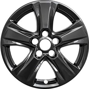 Wheel Skins Compatible with 2019-2024 Toyota RAV4/RAV4 Hybrid; 17 inch Wheel Covers; Set of 4;Glossy Black