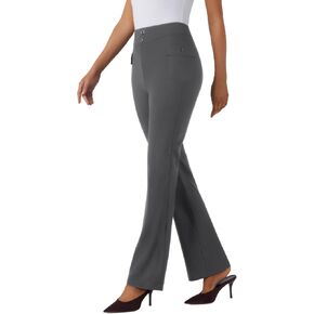 Womens High Waist Bootcut Dress Work Pants Zip-up Flap Pockets Casual Business Trousers Stretchy Office Slacks