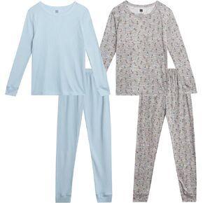 Rene Rofe Girls' Pajama Set - 4 Piece Cozy Yummy and Waffle Long Sleeve Sleep Shirt and Pajama Pants for Little Girls (2T-10)