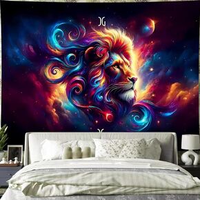 Leo Tapestry Wall Hanging Zodiac Sign Decoration Aesthetic for Bedroom Living Room Dormitory Suitable for Teen Boy and Girl Who Like Astrology 59x51 Inches