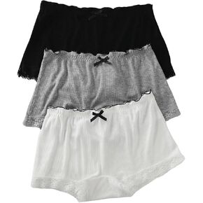 SweatyRocks Women's 3 Pack Pajama Shorts Lettuce Trim Lace underwear Lounge Shorts