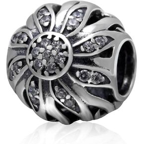 925 Sterling Silver Sunflower Charm Sun Flower Charm Birthday Charm Anniversary Charm Love Charm for Pandora Charms Bracelet