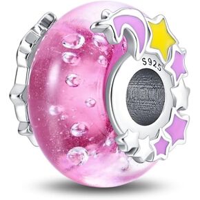 925 sterling Silver Murano Charms ، واضحة للخرز زهرة متعددة الألوان هدايا مجوهرات القلادة