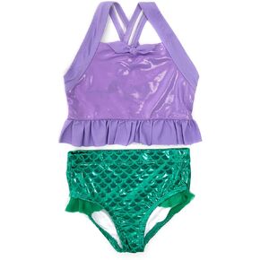 Little Adventures Child Mermaid Princess Two-Piece Swimsuits UPF 50 Double-Lined Machine Washable Soft Spandex Nylon Blend