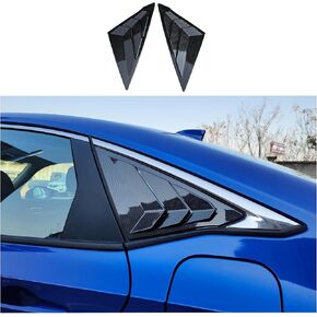 Window Louvers متوافق مع 11th Gen Honda Civic Hatchback 2025 2024 2023 2022 الملحقات الرياضية السيارة الخارجي الخلفي تنفيس الجانبي غلاف الستائر 2pc (أسود لامع)
