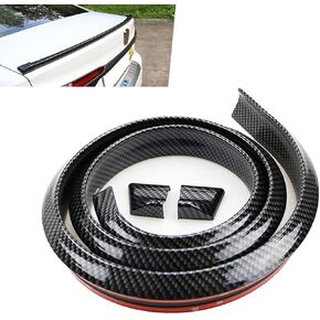 1 PC Car Texture Spoiler Trim, Roof Spoiler Free Punching Spoiler Sticker Strip, Car Trunk Spoiler Roof Lip Kit, Universal for Most Cars (Carbon Fiber Black)