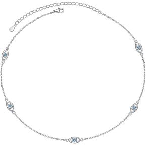 Alphm S925 Sterling Silver Evil Eye Choker Short Dainty Adjustable Pendant Necklac for Women Jewelry