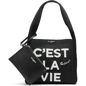 Karl Lagerfeld Paris Bouquet Hobo Bag ، أسود/أبيض