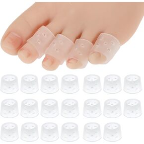 10Pairs Silicone Toe Sleeves Protectors Breathable Toe Covers Caps Pinky Toes Protector Soft Toes Tubes Pads Corn Cushions for Women Men Pain Relief, Calluses, Blisters, Bunion, Hammertoe