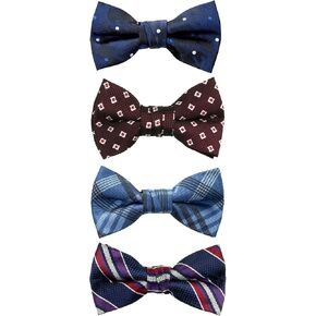 Spring Notion 4-Piece Boy's Woven Pre-tied Bow Ties Adjustable Set of 4