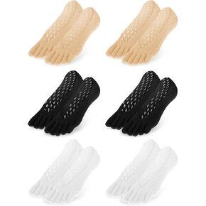 6 Pair Bunion Toe Alignment Relief Socks Orthopedic Compression Full Toe Sock No Show Low Cut Liner Five Finger Socks