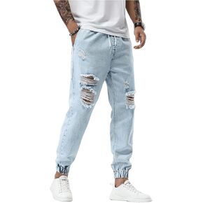 Oyoangle Men Men jogger jogger reals rearkretring pants denim bants with pocket