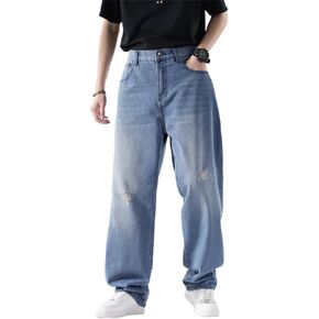 LUOBANIU Men's Baggy Jeans Hip Hop Loose fit 90s Vintage Denim Dance Skater Skateboard Pants Straight Leg Pants