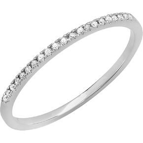 مجموعة DazzlingRock Collection 0.08 قيراط (CTW) حول نطاق زفاف أبيض قابل للتكديس للنساء في 925 الجنيه الفضي