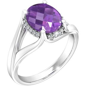 Womens 925 Sterling Silver Oval Gem Birthstone Halo Ring