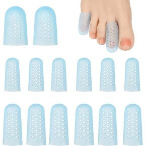14 PCS Silicone Toe Protectors, Gel Anti-Friction Breathable Caps Toes Cushions for Pain Relief Toe Cushion Guard Cover for Women Men Silicone Toes Sleeves Covers for Women, 6S + 6M + 4L