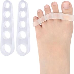 Five Holes Toes Separator, 1 Pair Silicone Gel Toes Stretchers Bunion Toes Corrector, Soft Gel Toes Spacer Toe Spreaders Hammer Toe Overlapping Toes Straightener Toes Protector for Walking Running (L)