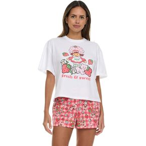 Strawberry Shortcake Women’s Pajama Set, Shorts & Short Sleeve Boxy Top Sleep Set