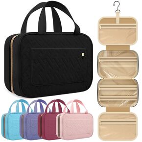 HOTOR Travel Toiletry Bag for Women with Hanging Hook - Portable Cosmetic Case, Toiletry Bag for Traveling Women, Waterproof Travel Essentials, Pink