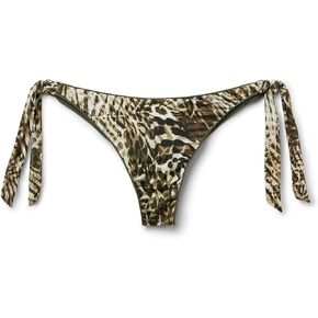 Woman's Side Tie Brazilian Swimsuit Bottoms Tropical Animalier