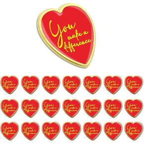 20/50/100 Pack You Make a Difference Lapel Pins Bulk - Red Heart Brooch Love Inspirational Badge Pin for Men Women Clothes Bags Hats