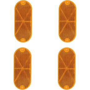 4Pcs Motorcycle Reflectors 4.5x1.97 Oval Reflector Self Adhesive for Trailers, Trucks, Automobiles,Bike,Boat (Amber)