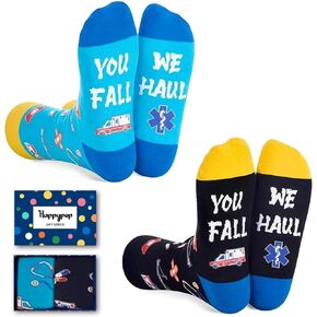 HAPPYPOP EMT Gifts for Men Women - Funny EMT Gifts for Him, Paramedic Gifts for Men Women, EMS Week Gifts Bulk, EMS Gifts, EMT Paramedic Socks 2 Pack
