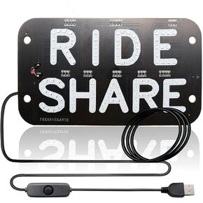 Juren LED Car Window Accessory Sign RIDESHARE for Ride Share Drivers Taxi Light (Yellow)