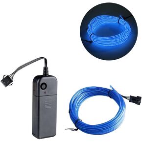 JIGUOOR 5-Mode Chasing LED Strip Lights, Upgraded Interior EL Wire, Neon Light Car Accessories for Illuminated Center Console and Dashboard with 6mm Sewing Edge(16.4ft/5m, Blue)
