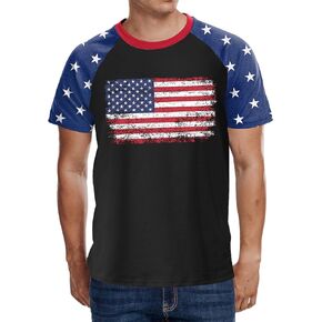 Arvilhill Mens American Flag Ralgan Shirt Graphic Patriotic 1776 4th of July T-Shirts (S-3XL)