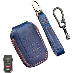 3+1 Button Leather Key Fob Cover, Compatible with Toyota Tundra 2022 2023 2024 2025~, Fit for Toyota Corolla Cross Venza Sequoia, No Screw Design Smart Key Protector(Black)