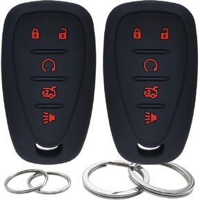 GFDesign 2 Pcs Silicone 5 Buttons Key Fob Cover Remote Case Keyless Protector Compatible with 2016-2020 Chevrolet Chevy Malibu Camaro Cruze Equinox Sonic Spark Traverse Blazer Bolt EV Trax Volt