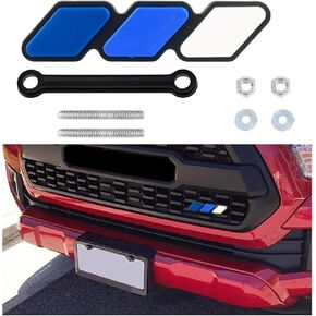Kewucn Tri-Color Grille Badge Emblem Decoration Accessories, Auto Classic Retro Tri Color Stripe Decal Sticker, Car Truck Label Fits for Tacoma 4Runner Tundra Sequoia Rav4 Highlander (Red)