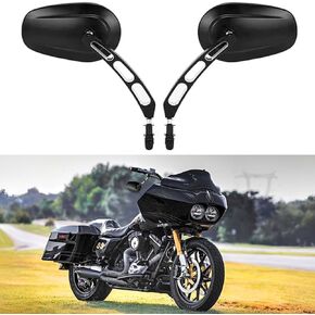Black Sportster Mirrors Long Stem for Harley Road King Street Electra Glide Road Glide Dyna Softail Rearview 1982-2018 2019 2020 2021