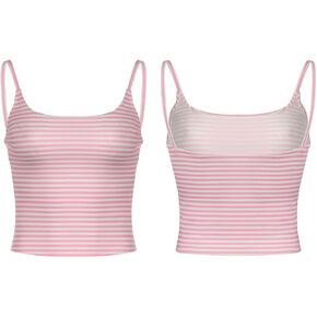 Women Blue or Pink Stripes Camis Ladies Crop Tank Tops Outerwear Lingerie Female Camisole Sexy Strapless Tube Top