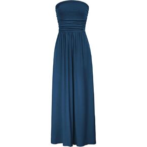 GRACE KARIN Women Strapless Casual Loose Ruched Long Maxi Dress with Pockets