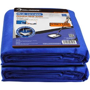 Rollingdog Paint Drop Cloth - قطعة قماش طلاء شديدة التحمل وقابلة لإعادة الاستخدام للطلاء والأثاث والحماية من الأرضيات (حجم 9 × 12 قدمًا - حزمة من 2)
