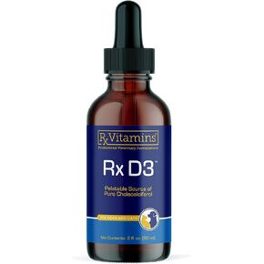 RX Vitamins RX D3 - Cat & Dog Vitamins Liquid D3 Drops في MCT Oil - فيتامين D للكلاب والقطط لإدارة النقص - الإيدز في دعم مناعة الكلاب وامتصاص الكالسيوم - Pet Vitamin D3-2oz